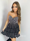 Black Sweetheart Short Homecoming Dresses Beaded Hoco Dress #TKL1903|Selinadress