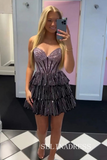 Black Sweetheart Short Homecoming Dresses Beaded Hoco Dress #TKL1903|Selinadress