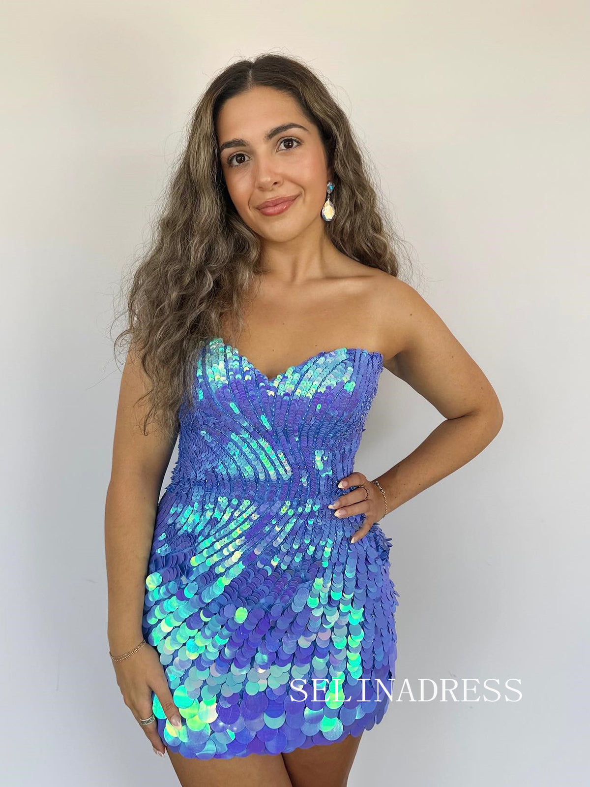 Blue Sweetheart Sequins Homecoming Dresses Hoco Dress Cocktail Dress #TKL1921|Selinadress