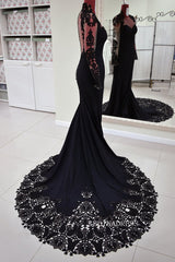 Cap Long Sleeve Black Wedding Dress With Appliaue Lace Memaid Evening Gowns GRSD005-B|Selinadress