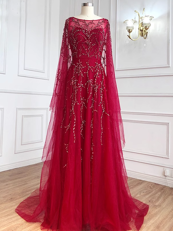 Chic A-line Beaded Long Prom Dresses Backless Luxury Evening Formal Gowns sew03370|Selinadress