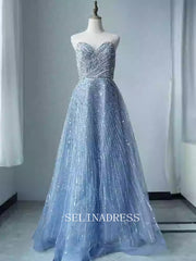 Chic A-Line Sweetheart Beaded Prom Dresses Elegant Evening Dress TKL3081|Selinadress