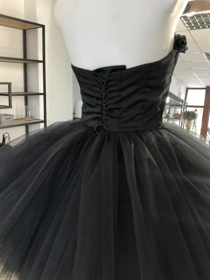 Chic Black Sweetheart Short Prom Dress Tulle Homecoming Dress #TKL2170|Selinadress