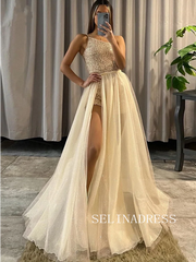 chic-one-shoulder-spaghetti-straps-gorgeous-prom-dresses-shiny-evening-dress-tkh028|Selinadress