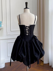 Chic Spaghetti Straps Black Short Prom Dress Elegant Homecoming Dresses #lko023|Selinadress