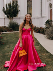 Chic Sweetheart Hot Pink Long Prom Dresses Cheap Evening Party Dress SEW0193|Selinadress