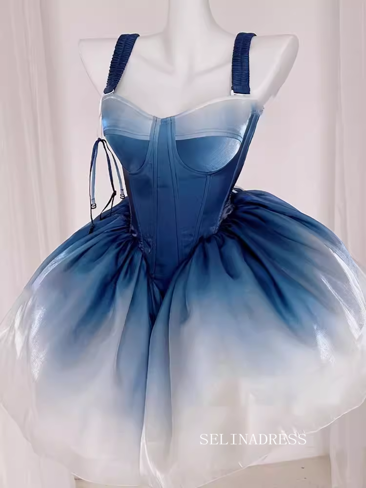 Cute A-line Ombre Blue Disney Princess Birthday Dress Pink Sweet Puffy Dress #EWR004|Selinadress