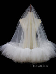 One Tier Ivory Tulle Wedding Veils ALC020|Selinadress