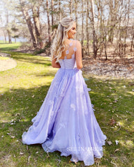 Elegant A-line Lavender Long Prom Dresses Beautiful Evening Gowns Formal Dresses TKS008|Selinadress