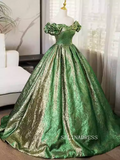 Elegant Green Off-the-shoulder Long Prom Dress Cheap Evening Gowns TKL3025|Selinadress