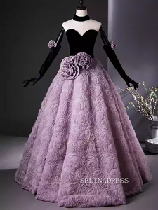 Elegant Lilac Princess Dress Sweetheart Ball Gown Evening Gowns Cheap Prom Dress TKL3023|Selinadress