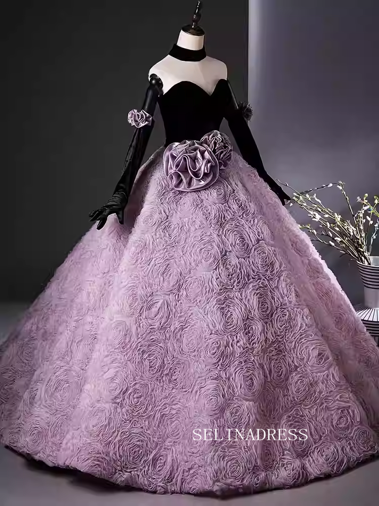 Elegant Lilac Princess Dress Sweetheart Ball Gown Evening Gowns Cheap Prom Dress TKL3023|Selinadress