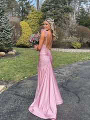 Elegant Mermaid Pink Evening Party Gowns With Feather,Backless Prom Dress #SEW0961|Selinadress