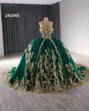 Gold Beaded Wedding Dress Halter Neck Quinceanera Dress 241045|Selinadress