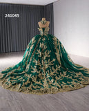 Gold Beaded Wedding Dress Halter Neck Quinceanera Dress 241045|Selinadress