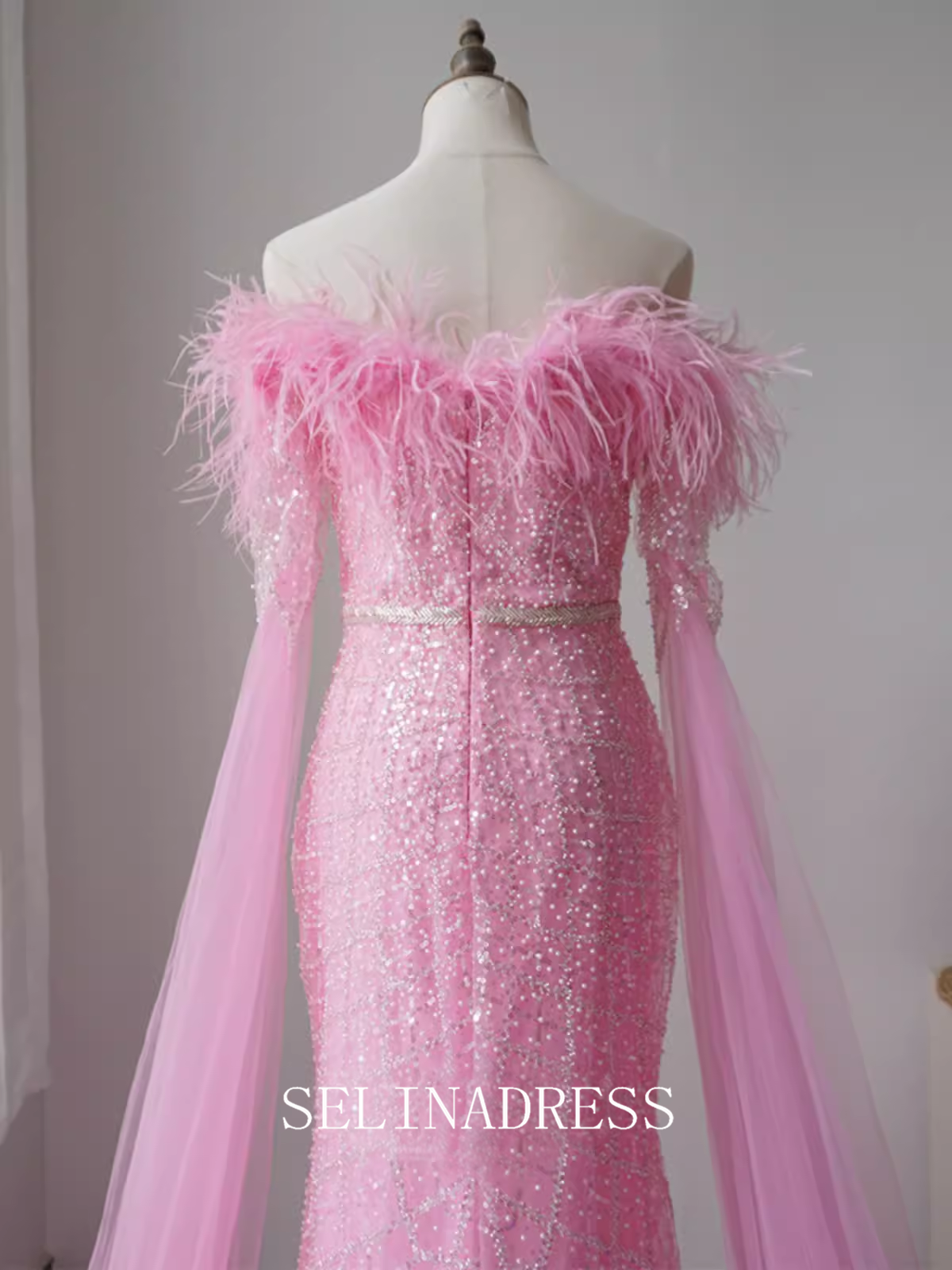 High Quality Mermaid Pink Beaded luxury Prom Dress Dubai Evening Formal Gown EWR100