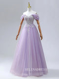 Lavender Sparkly Quinceañera Ball Gown Prom Dresses Beading Sleeveless Ball Gown Formal Dresses TKL2104|Selinadress