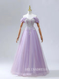 Lavender Sparkly Quinceañera Ball Gown Prom Dresses Beading Sleeveless Ball Gown Formal Dresses TKL2104|Selinadress