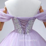 Lavender Sparkly Quinceañera Ball Gown Prom Dresses Beading Sleeveless Ball Gown Formal Dresses TKL2104|Selinadress