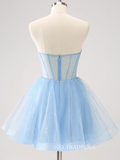 Light Sky Blue Sweetheart Homecoming Dresses Sequins Hoco Dress Cocktail Dress #TKL2351|Selinadress