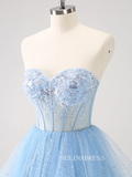 Light Sky Blue Sweetheart Homecoming Dresses Sequins Hoco Dress Cocktail Dress #TKL2351|Selinadress