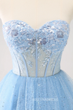 Light Sky Blue Sweetheart Homecoming Dresses Sequins Hoco Dress Cocktail Dress #TKL2351|Selinadress