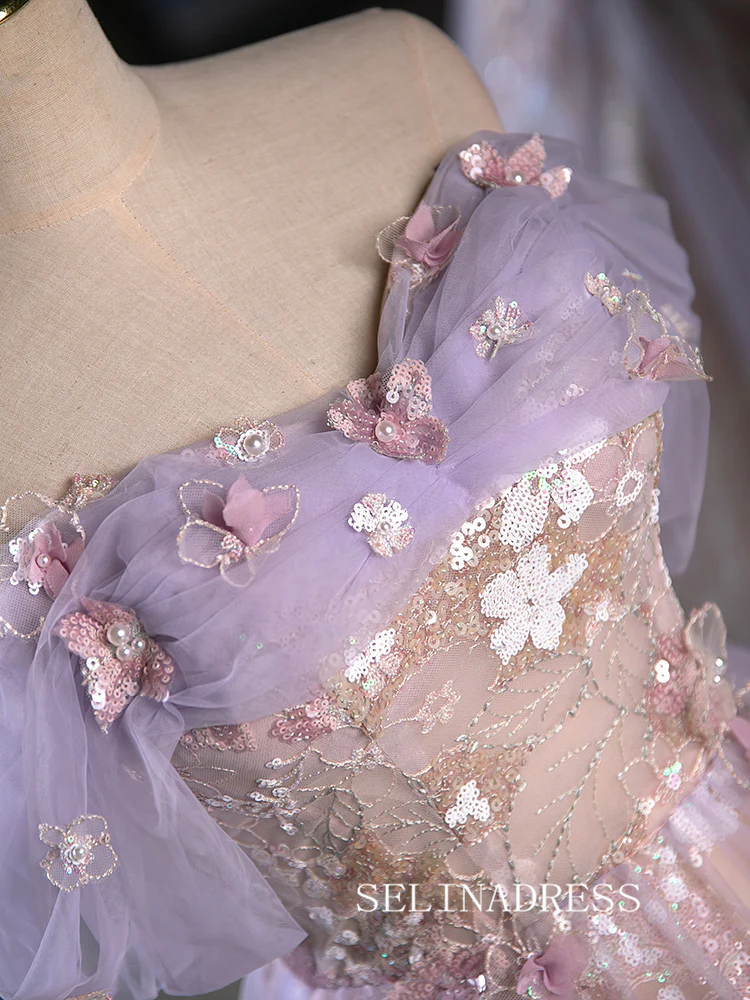 Lovely Lilac Homecoming Dresses Hoco Dress Sequins Lace Cocktail Dress #TKL1896|Selinadress