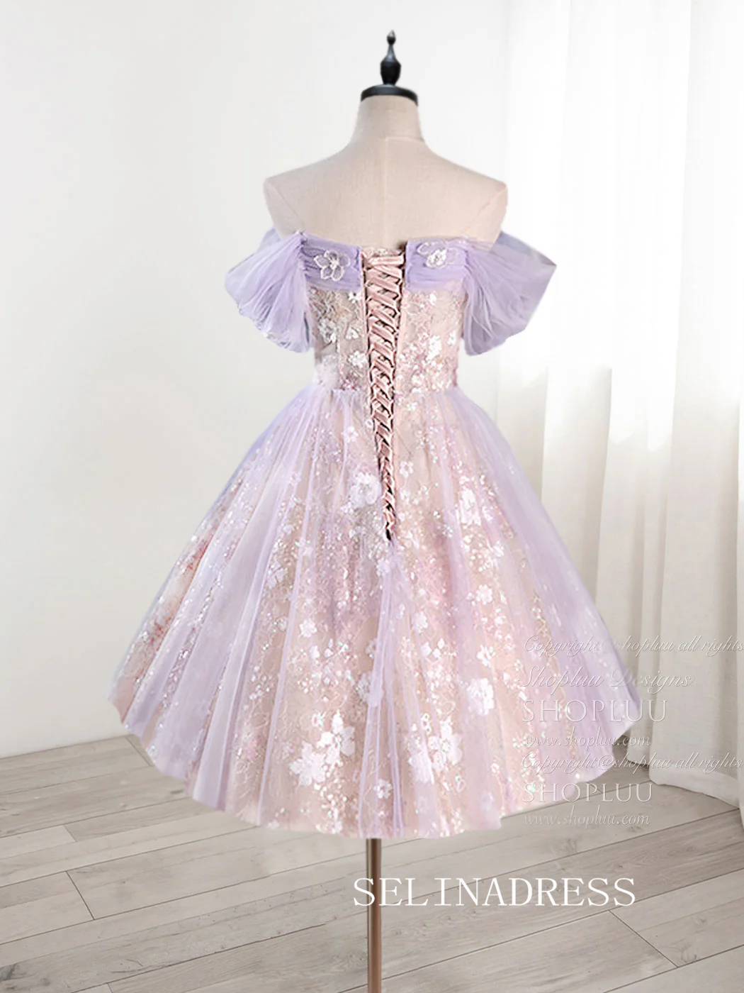 Lovely Lilac Homecoming Dresses Hoco Dress Sequins Lace Cocktail Dress #TKL1896|Selinadress