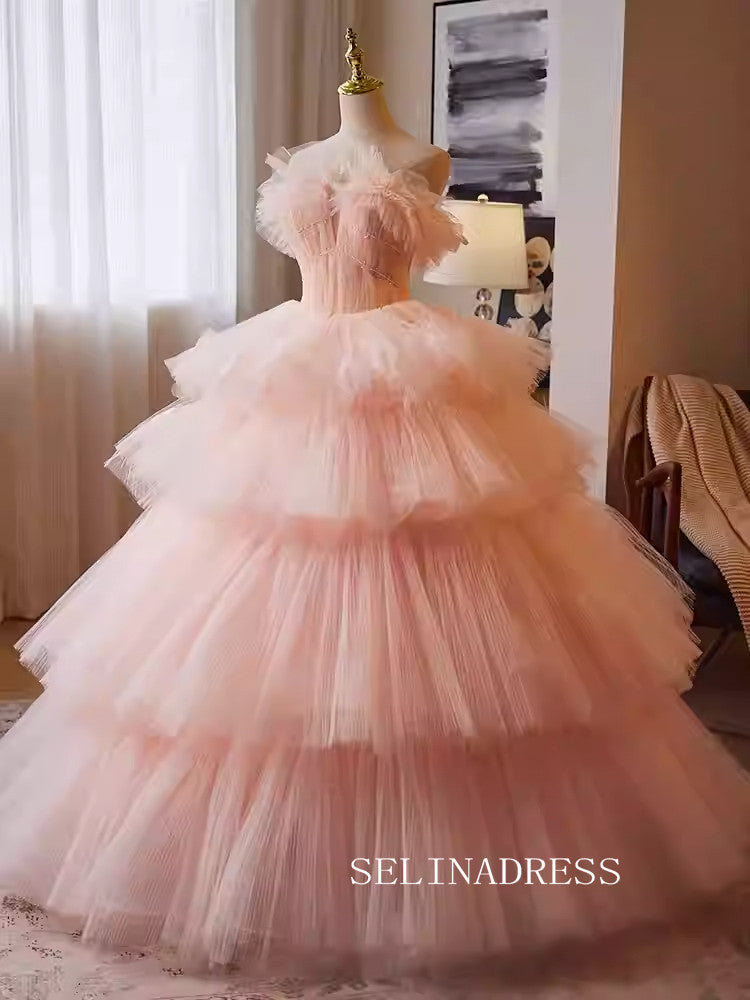 Lovely Off-the-shoulder Muti Layered Ball Gown Princess Dress Elegant Tulle Formal Dress JKL2588|Selinadress