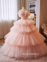 Lovely Off-the-shoulder Muti Layered Ball Gown Princess Dress Elegant Tulle Formal Dress JKL2588|Selinadress