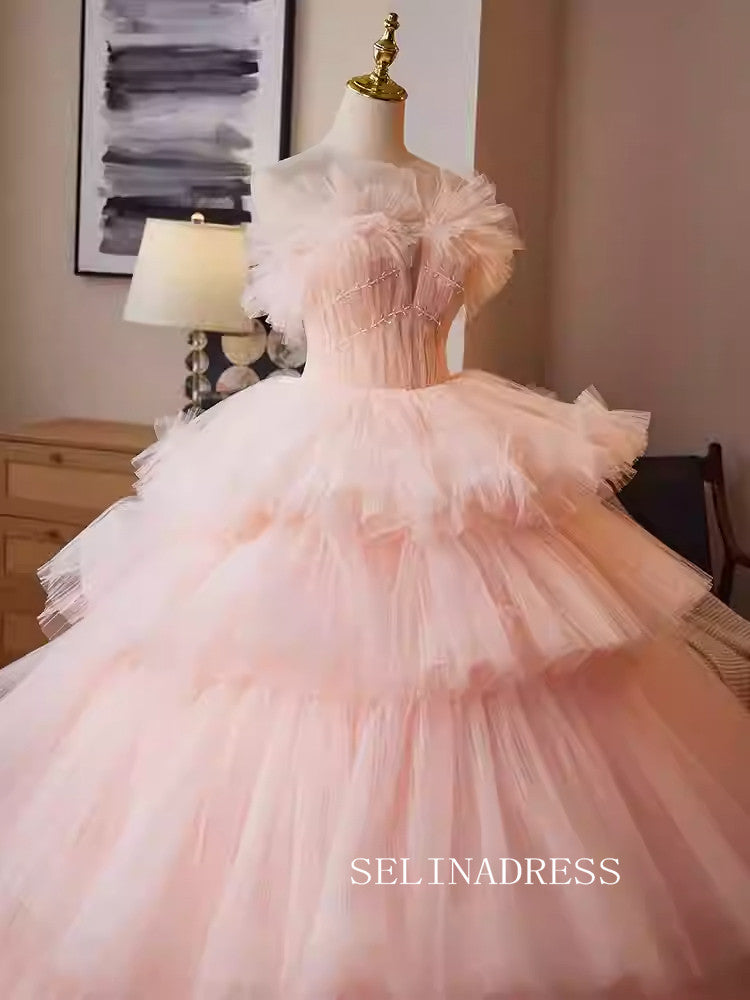 Lovely Off-the-shoulder Muti Layered Ball Gown Princess Dress Elegant Tulle Formal Dress JKL2588|Selinadress