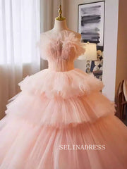 Lovely Off-the-shoulder Muti Layered Ball Gown Princess Dress Elegant Tulle Formal Dress JKL2588|Selinadress