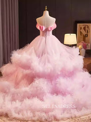 Lovely Pink Strapless Ball Gown Princess Dress Elegant Formal Dress JKL2585|Selinadress