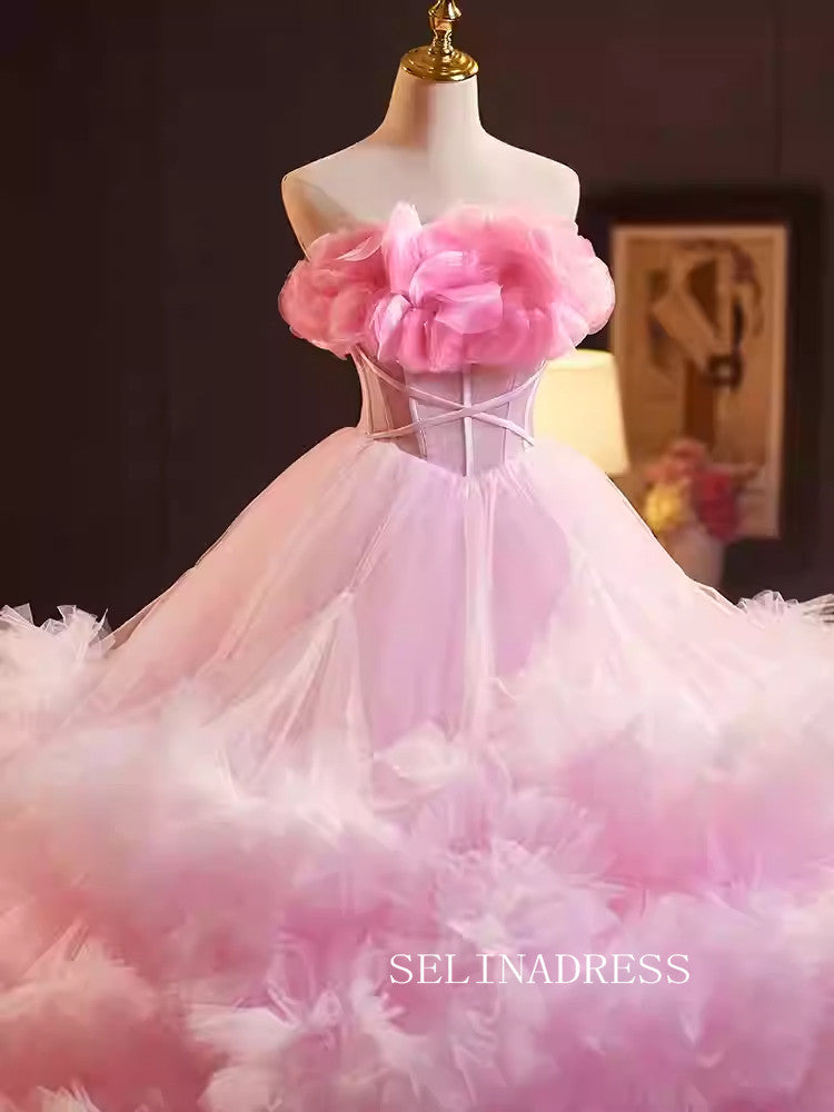 Lovely Pink Strapless Ball Gown Princess Dress Elegant Formal Dress JKL2585|Selinadress