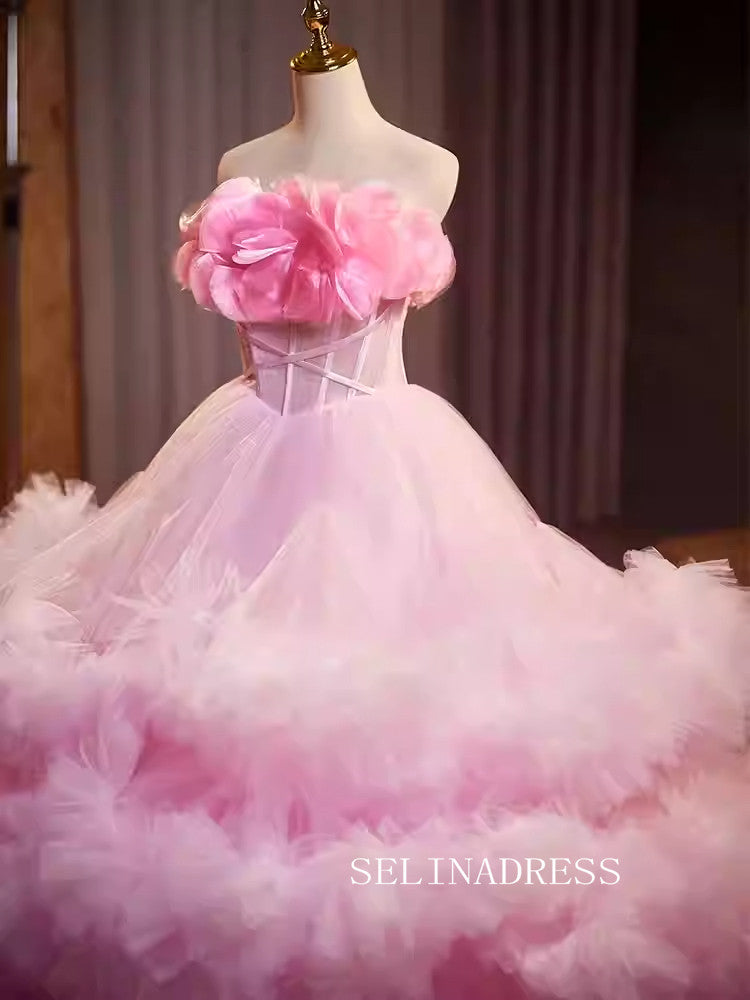 Lovely Pink Strapless Ball Gown Princess Dress Elegant Formal Dress JKL2585|Selinadress