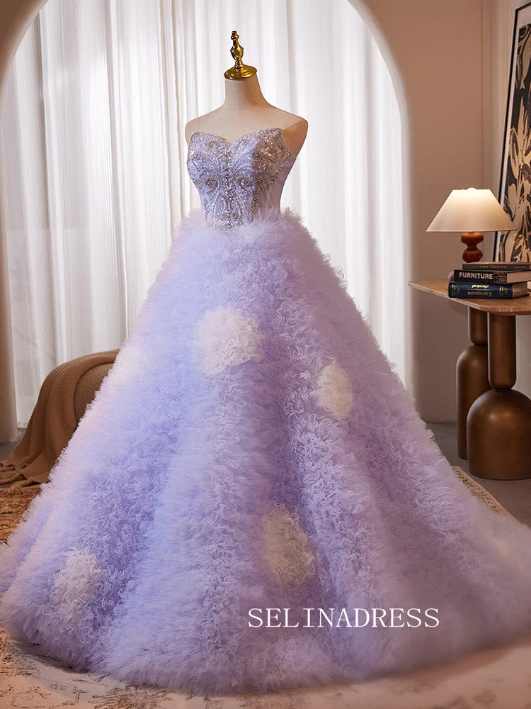 Lovely Sweetheart Beaded Ball Gown Lavender Princess Dress Formal Dress JKL2584