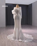 Luxury Beaded Mermaid Long Sleeve Wedding Dress Bridal Gowns 241001|Selinadress