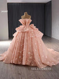 Luxury Flesh Pink Strapless Ball Gowns Long Formal Dresses With Butterfly Evening Dress 241097|Selinadress