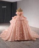 Luxury Flesh Pink Strapless Ball Gowns Long Formal Dresses With Butterfly Evening Dress 241097|Selinadress