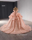 Luxury Flesh Pink Strapless Ball Gowns Long Formal Dresses With Butterfly Evening Dress 241097|Selinadress