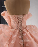 Luxury Flesh Pink Strapless Ball Gowns Long Formal Dresses With Butterfly Evening Dress 241097|Selinadress