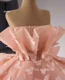 Luxury Flesh Pink Strapless Ball Gowns Long Formal Dresses With Butterfly Evening Dress 241097|Selinadress