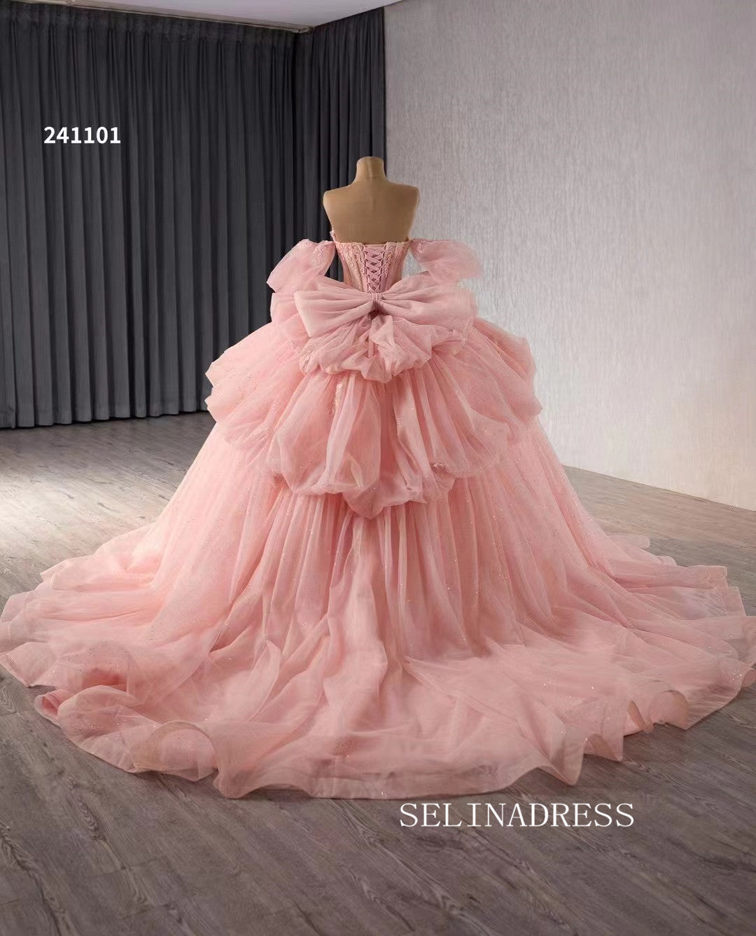 Luxury Flesh Pink Sweetheart Ball Gowns Long Formal Dresses Lace Evening Dress 241101|Selinadress