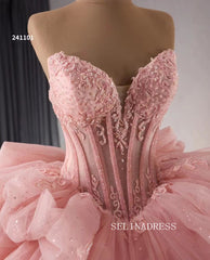 Luxury Flesh Pink Sweetheart Ball Gowns Long Formal Dresses Lace Evening Dress 241101|Selinadress