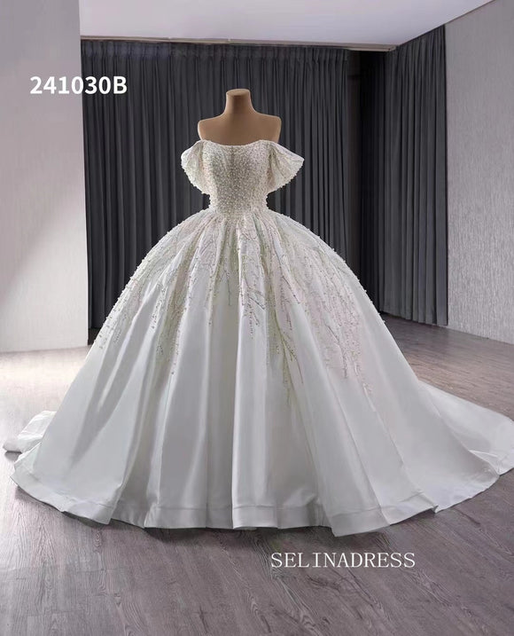 Luxury Haute Couture Wedding Dress Ball Gown Pearl Beaded Bridal Gowns 241030B|Selinadress