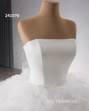 Luxury Haute Couture White Wedding Dress Strapless Ruffles Ball Gown Bridal Dresses 241076|Selinadress