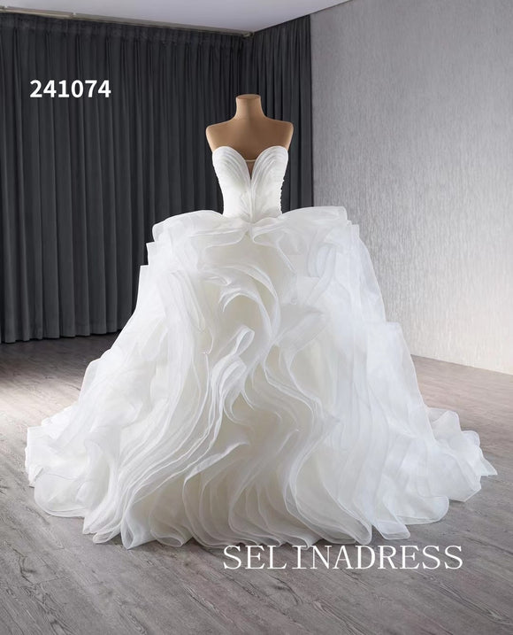 Luxury Haute Couture White Wedding Dress Sweetheart Ball Gown Bridal Dresses 241074|Selinadress