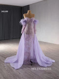 Luxury Lilac Mermaid Long Formal Dresses Sweetheart Evening Dress With Removable Sleeves 241100|Selinadress