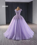 Luxury Lilac V neck Beaded Long Formal Dresses Evening Dress 241069|Selinadress