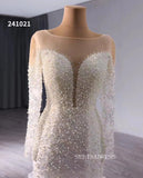 Luxury Mermaid Long Sleeve Wedding Dress Beaded Bridal Gowns 241021